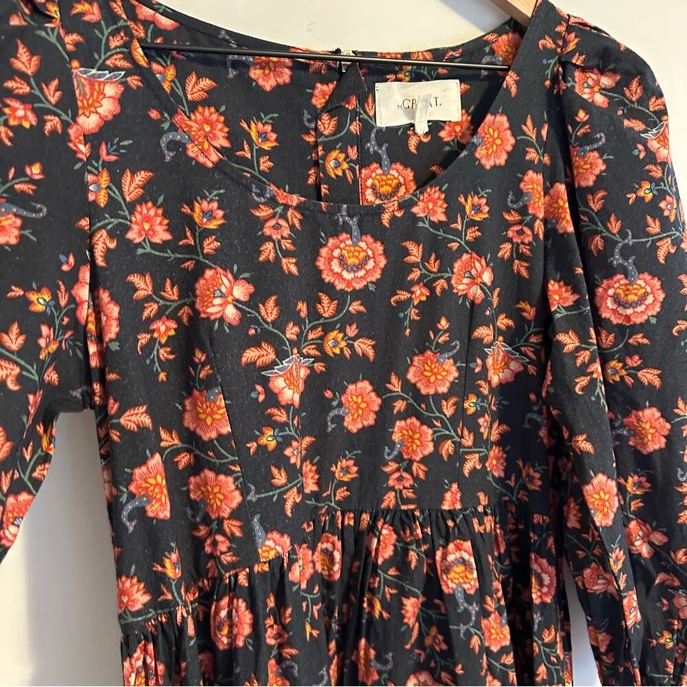 THE GREAT. Black Pink Cotton Floral Maxi Dress XS/S - Picture 9 of 13
